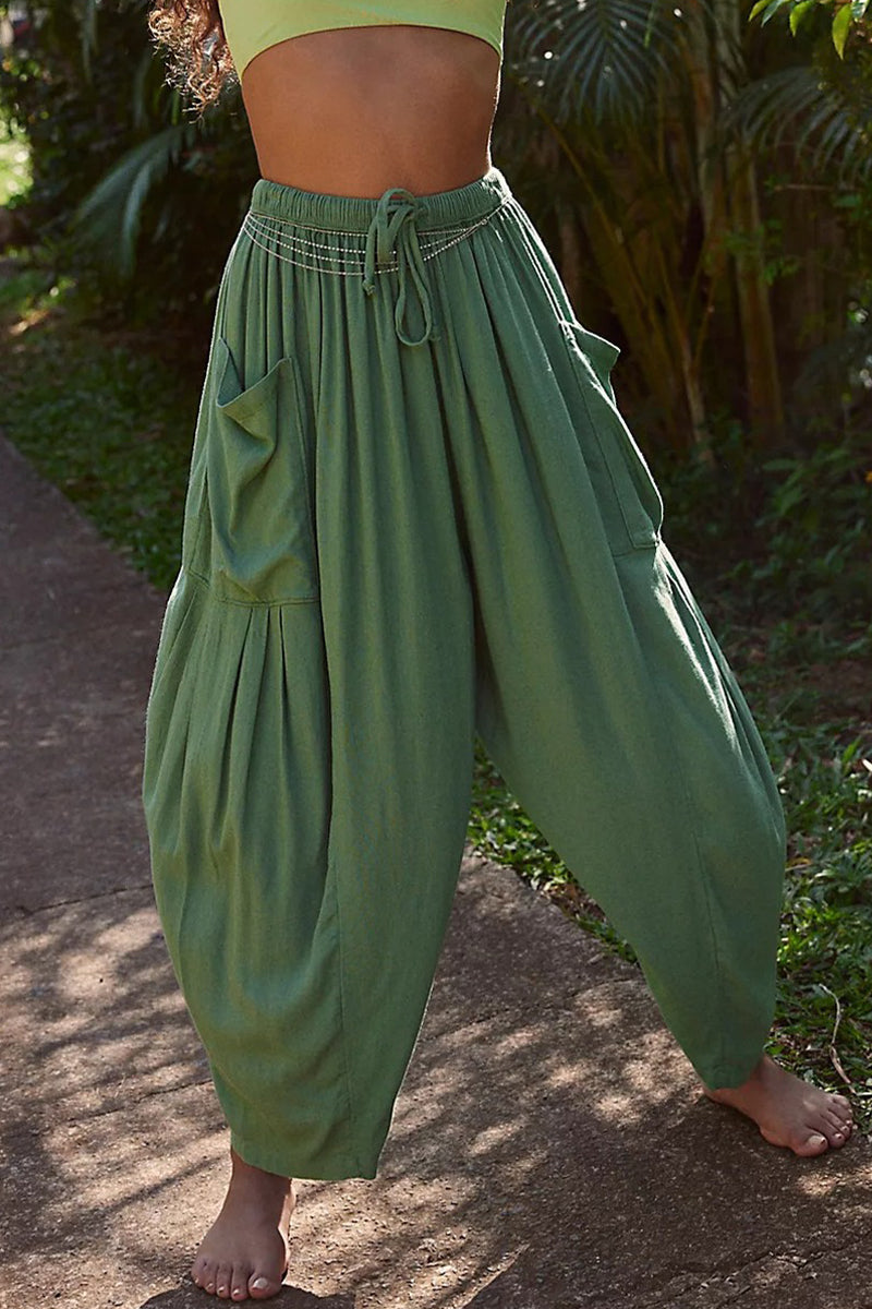 Pantalones informales de color sólido Harlan sueltos con bolsillo sólido (9 colores)