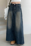 Casual sólido patchwork cintura alta saias jeans regulares