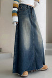 Casual sólido patchwork cintura alta saias jeans regulares