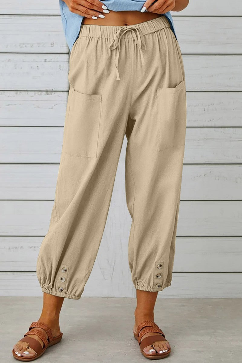 Casual Retazos lisos Regular Cintura alta Convencional Color sólido Pantalones