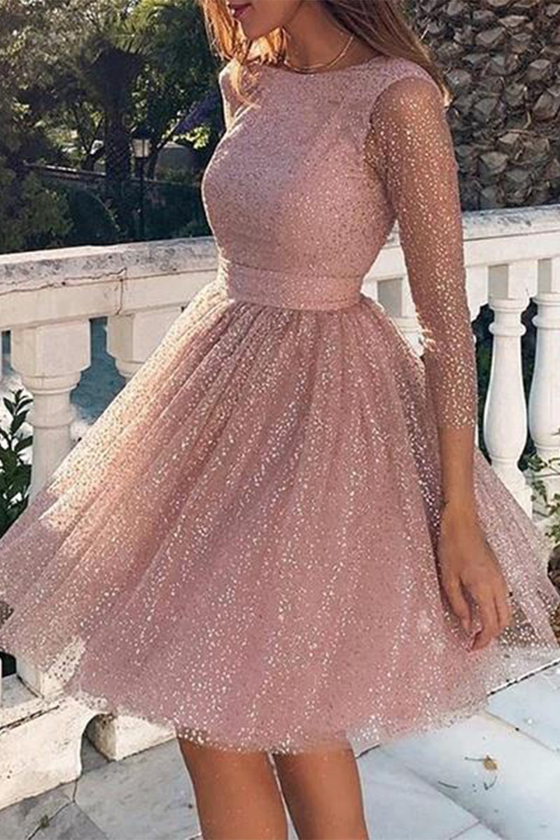 Elegant Solid Lace O Neck A Line Dresses(3 Colors)