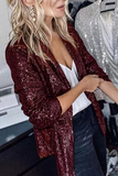 Street Patchwork Sequins Cardigan Collar Outerwear(4 colors)