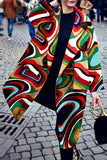 Street Color Block Contrast Turndown Collar Outerwear