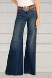 Jeans de mezclilla regulares de cintura alta sólidos de calle (sin cinturón)