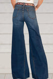 Calça jeans regular de cintura alta sólida de rua (sem cinto)