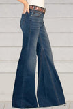 Calça jeans regular de cintura alta sólida de rua (sem cinto)