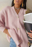 Casual Solid Buttons V Neck Outerwear(7 Colors)
