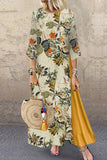 Vestidos de línea A con cuello redondo y retazos florales universitarios elegantes (3 colores)