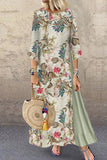 Elegant College Floral Patchwork O Neck A Line Dresses(3 Colors)