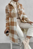Prendas de abrigo informales con cuello vuelto en contraste y bolsillo a cuadros (4 colores)