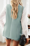 British Style Simplicity Solid Pocket Buttons Turn-back Collar Tops(4 Colors)