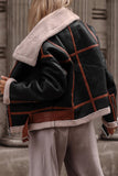 Ropa de abrigo informal con cuello vuelto en contraste con bloques de color callejero (3 colores)