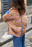 Prendas de abrigo con cuello mandarín y patchwork floral de estilo británico callejero