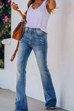 Calça jeans feminina larga cintura média