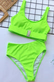 Nylon Two Piece Suits Solid Patchwork Fashion adult Sexy Bikinis Set