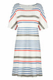 Printed O-neck Striped Midi Dress