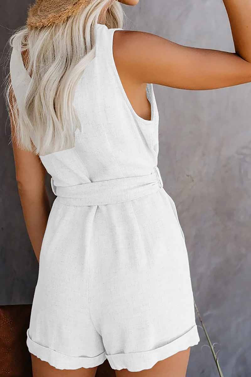 Summer Leisure V-neck Bow Rompers