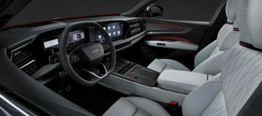 The first images of the interior of the new Audi Q9 and its automatically opening doors have been revealed